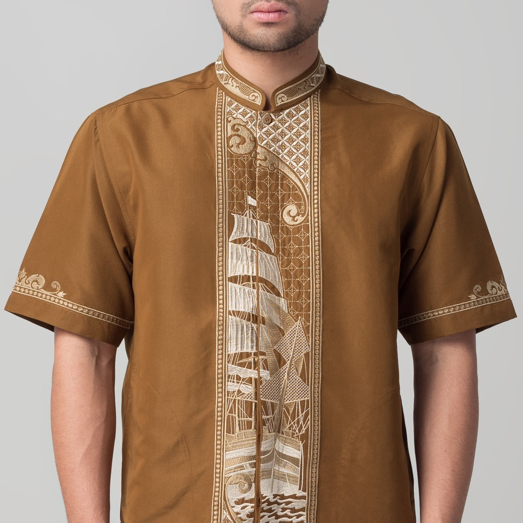 Benhill Taqwa Koko Bordir Pria Lengan Pendek Brown 2406-07-08-32508