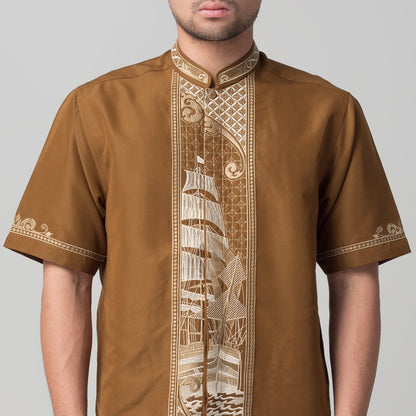 Benhill Taqwa Koko Bordir Pria Lengan Pendek Brown 2406-07-08-32508