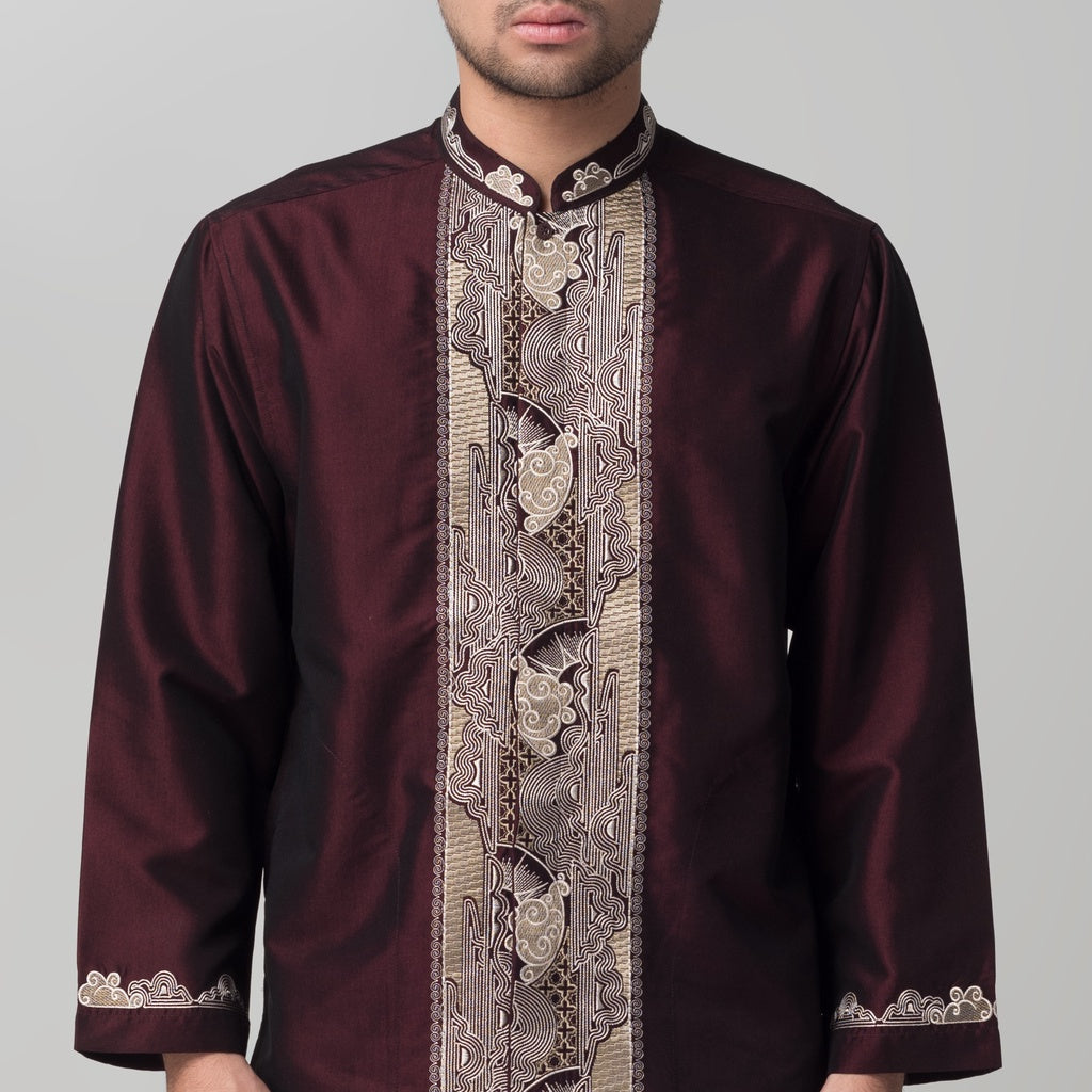 Benhill Taqwa Koko Bordir Pria Lengan Panjang Maroon 2280-81-82-32F07