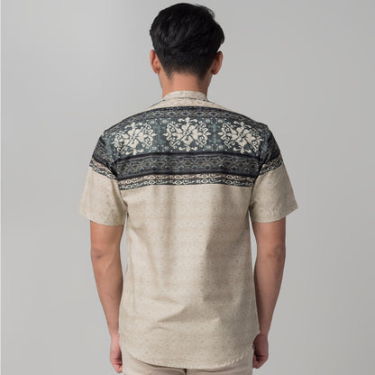 Benhill Kemeja Koko Pria Cotton Printing Lengan Pendek Cream 50077-50078-16910