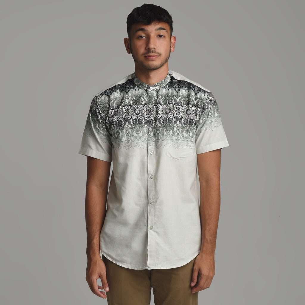 Benhill Kemeja Koko Pria Cotton Printing Lengan Pendek Off White 50014-15-16-46710