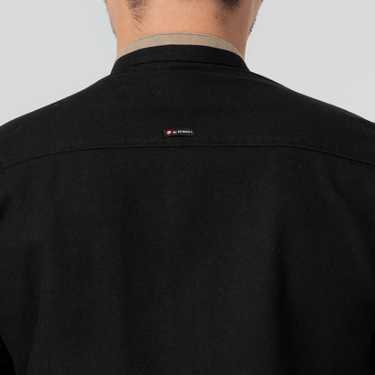 Benhill Kemeja Koko Pria Linen Lengan Pendek Black Combination 28161-16210