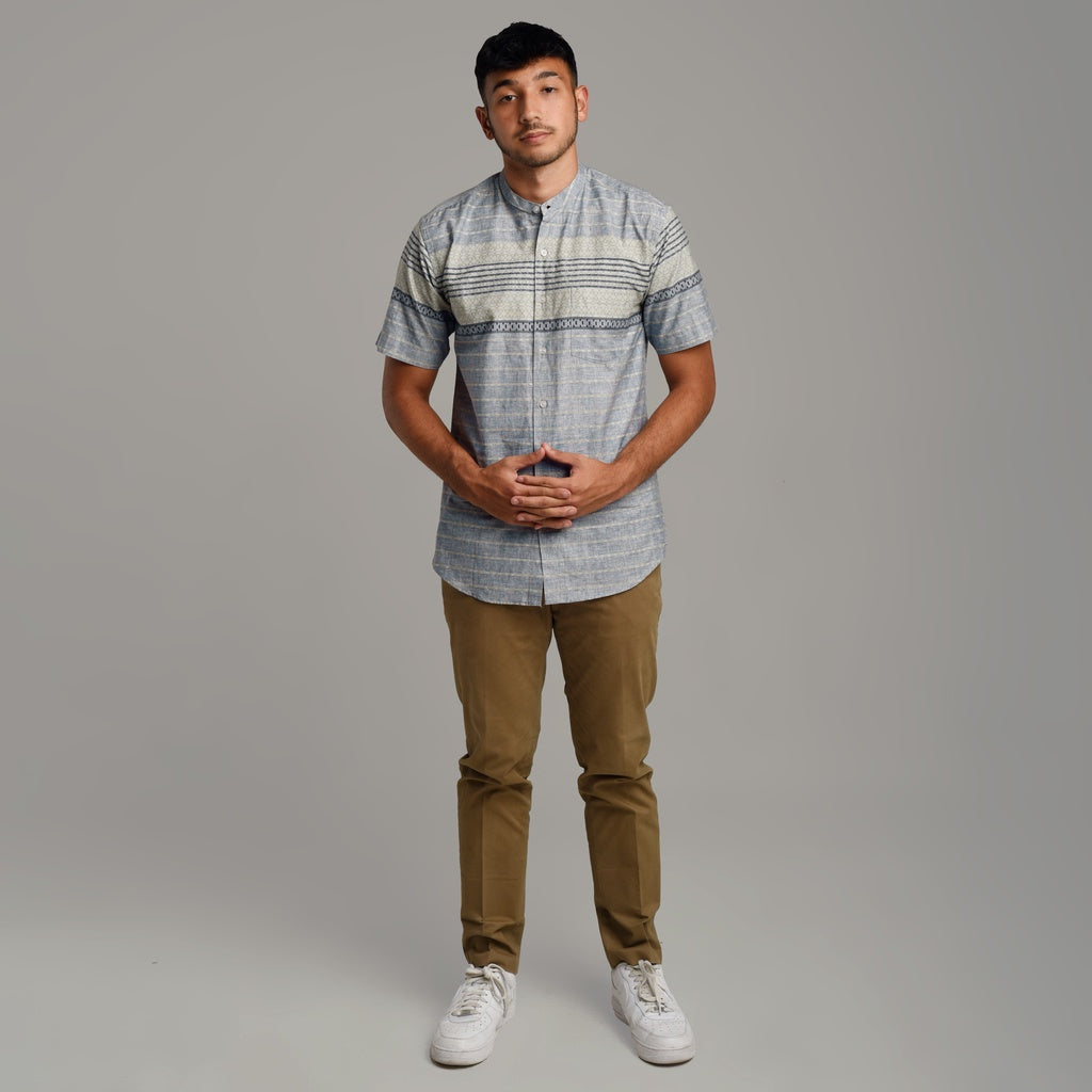 Benhill Kemeja Koko Pria Cotton Printing Lengan Pendek Blue-Lilac 29805-06-07-46610