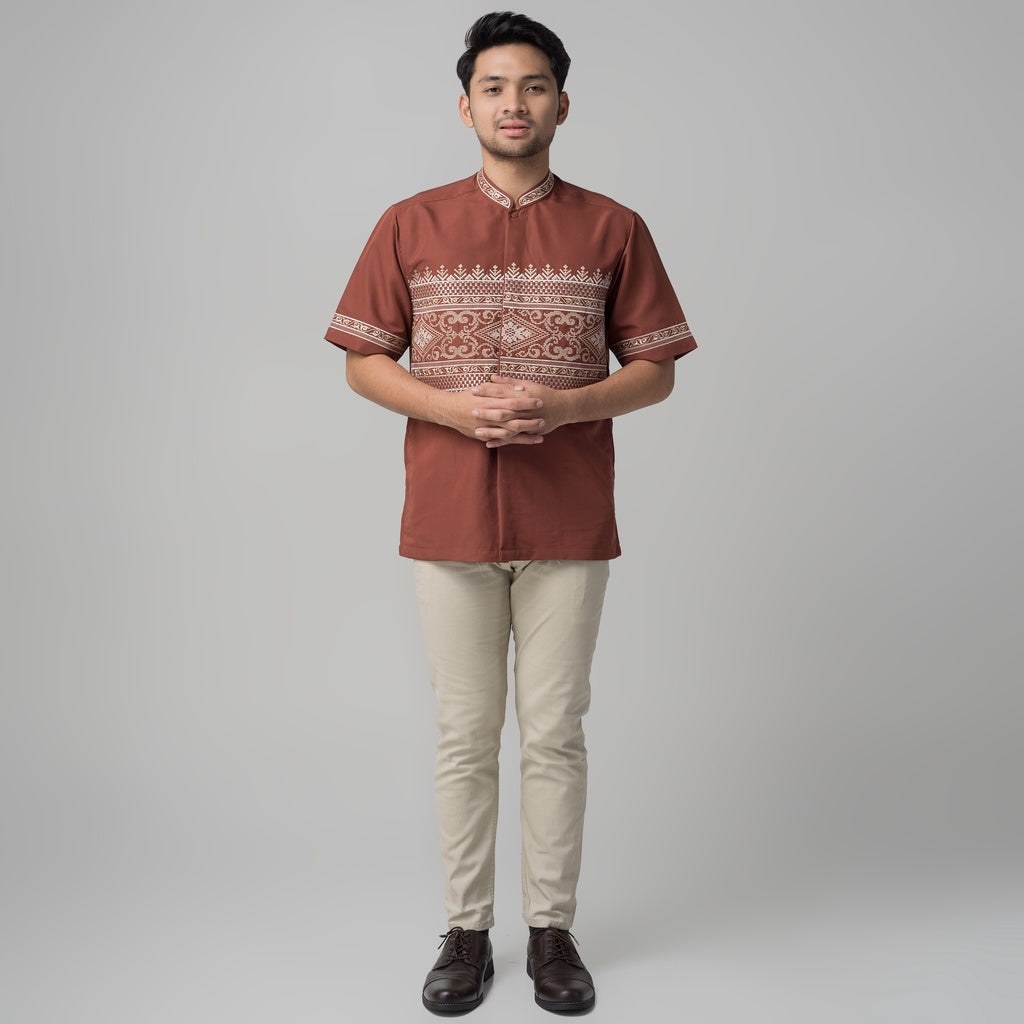 Benhill Taqwa Koko Bordir Pria Lengan Pendek Terracotta 2382-09-84-36408
