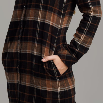 Benhill Kemeja Tunik Flannel Wanita Kotak Hitam 1210-11235