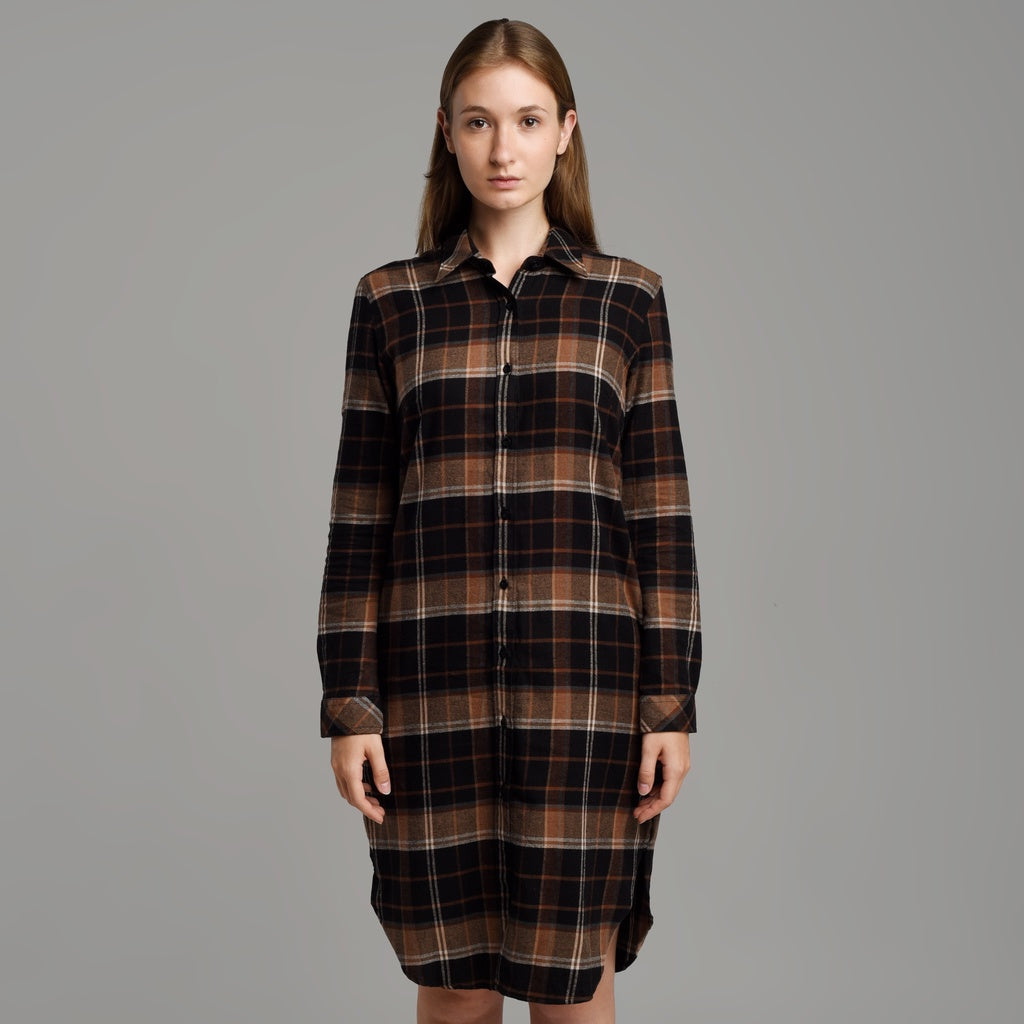 Benhill Kemeja Tunik Flannel Wanita Kotak Hitam 1210-11235