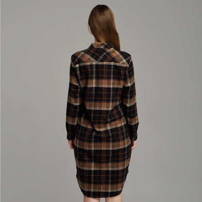 Benhill Kemeja Tunik Flannel Wanita Kotak Hitam 1210-11235