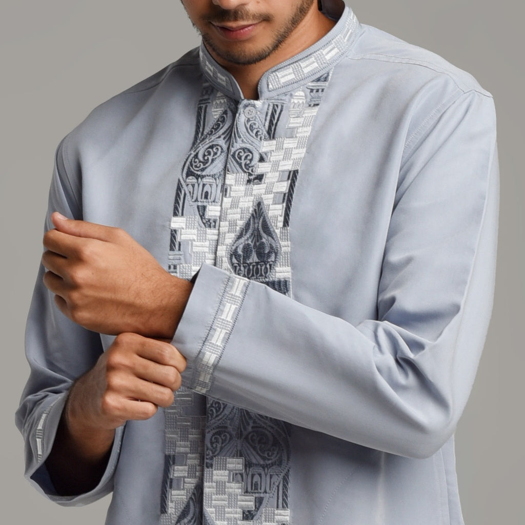 Benhill Taqwa Koko Bordir Pria Lengan Panjang Grey 2334-12607