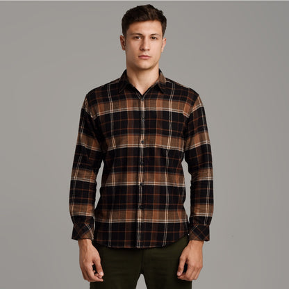 Benhill Kemeja Pria Flannel Lengan Panjang Kotak Hitam 28935-11233