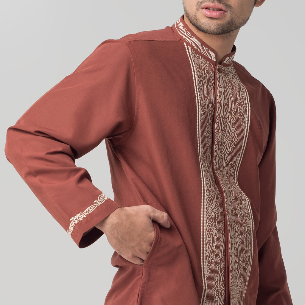 Benhill Taqwa Koko Bordir Pria Lengan Panjang Terracotta 2379-80-81-12407