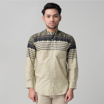 Benhill Kemeja Koko Pria Cotton Printing Lengan Panjang Green Tea 29833-34-46709