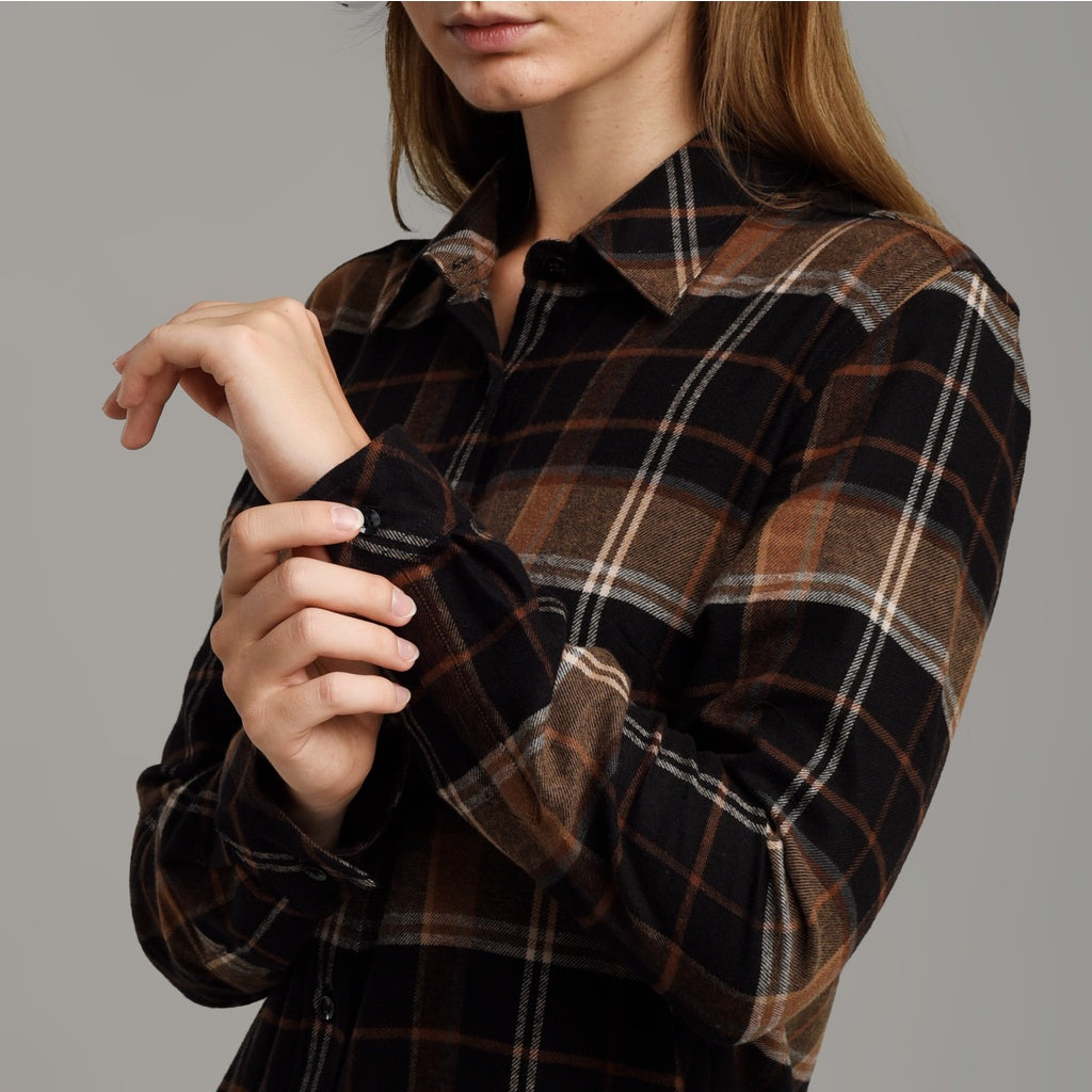 Benhill Kemeja Tunik Flannel Wanita Kotak Hitam 1210-11235