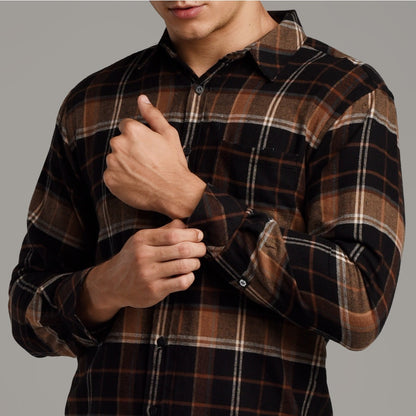 Benhill Kemeja Pria Flannel Lengan Panjang Kotak Hitam 28935-11233