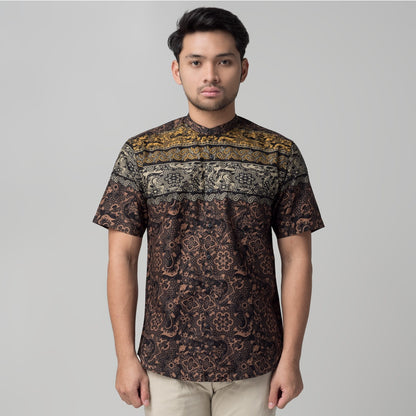 Benhill Kemeja Koko Pria Cotton Printing Lengan Pendek Hitam 50031-32-33-16210