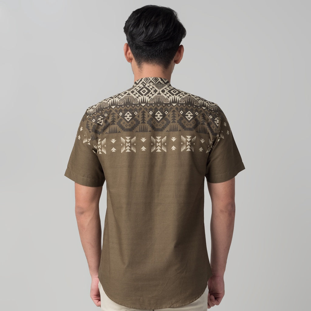 Benhill Kemeja Koko Pria Cotton Printing Lengan Pendek Brown 50046-16510