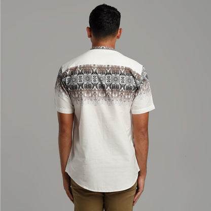 Benhill Kemeja Koko Pria Cotton Printing Lengan Pendek  Off White 50017-46510
