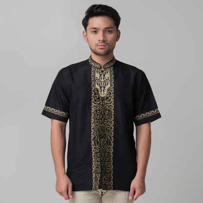 Benhill Taqwa Koko Bordir Pria Lengan Pendek Hitam 2301-12208