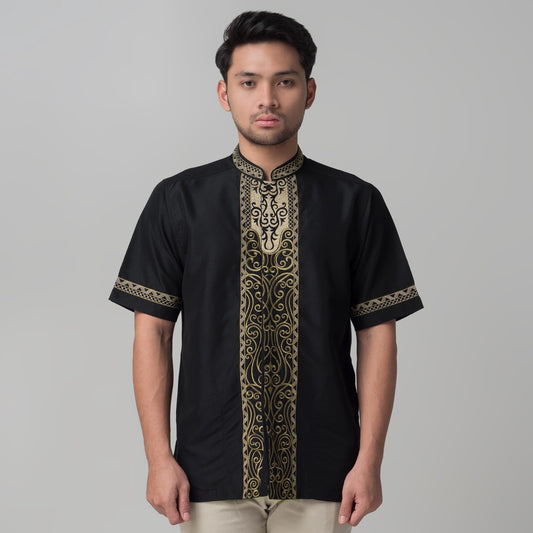 Benhill Taqwa Koko Bordir Pria Lengan Pendek Hitam 2301-12208