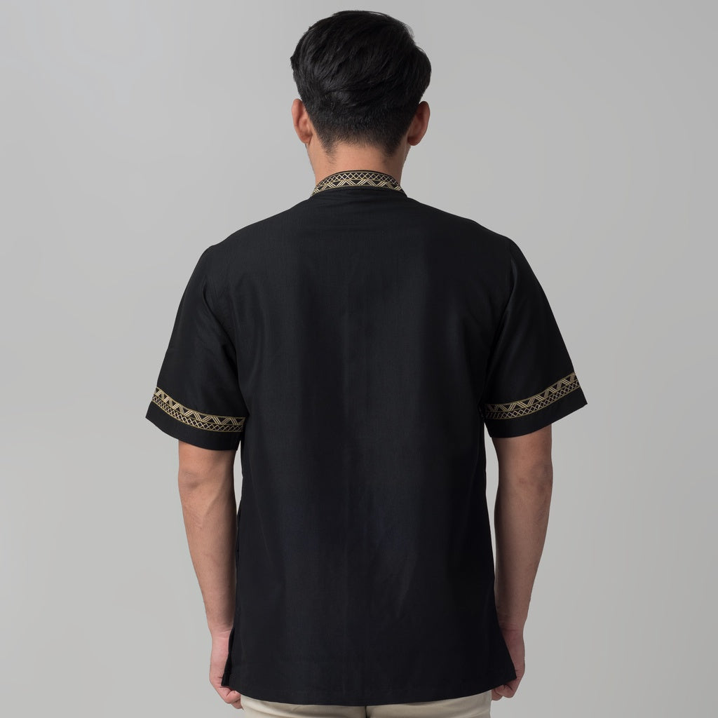 Benhill Taqwa Koko Bordir Pria Lengan Pendek Hitam 2301-12208