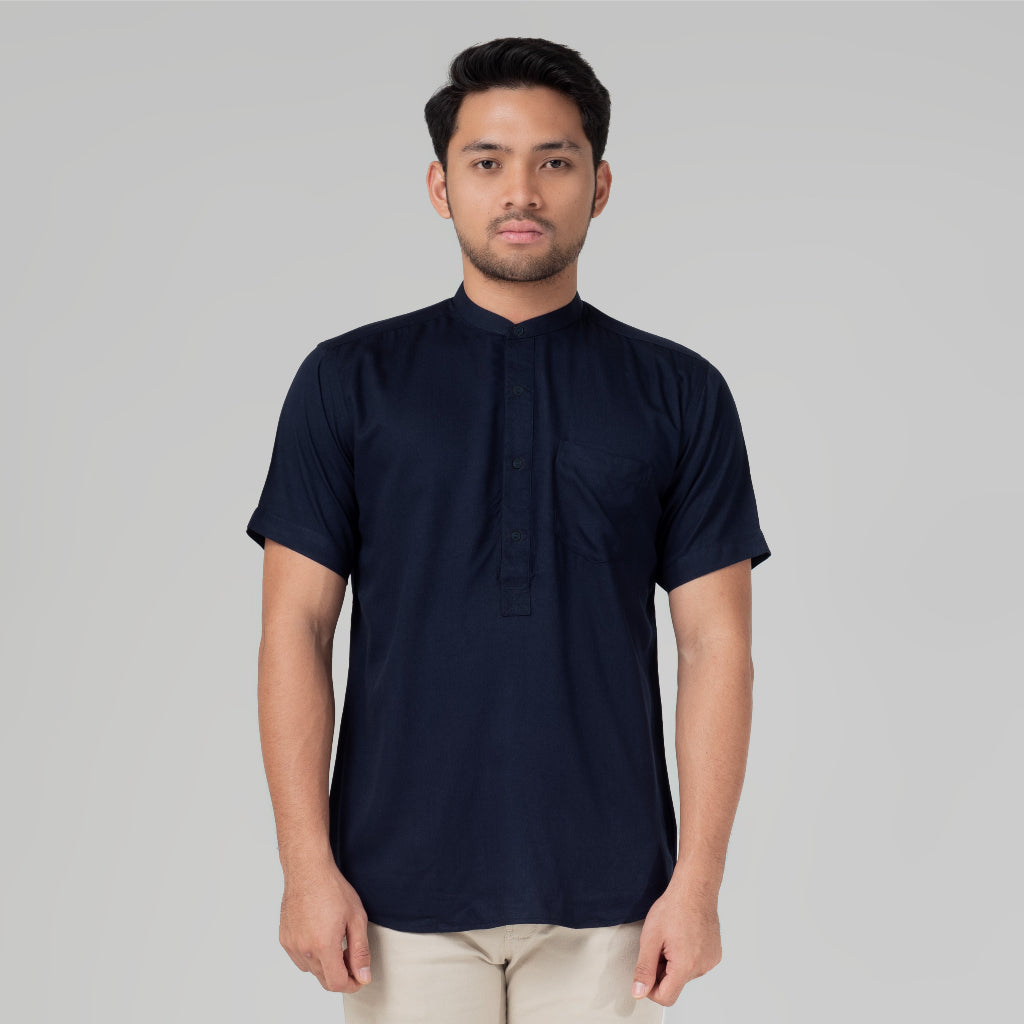 Benhill Kemeja Koko Pria Viscose  twill Polos lengan pendek 5 warna 50328