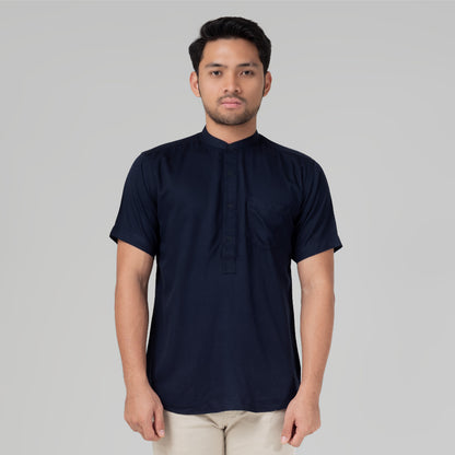 Benhill Kemeja Koko Pria Viscose  twill Polos lengan pendek 5 warna 50328