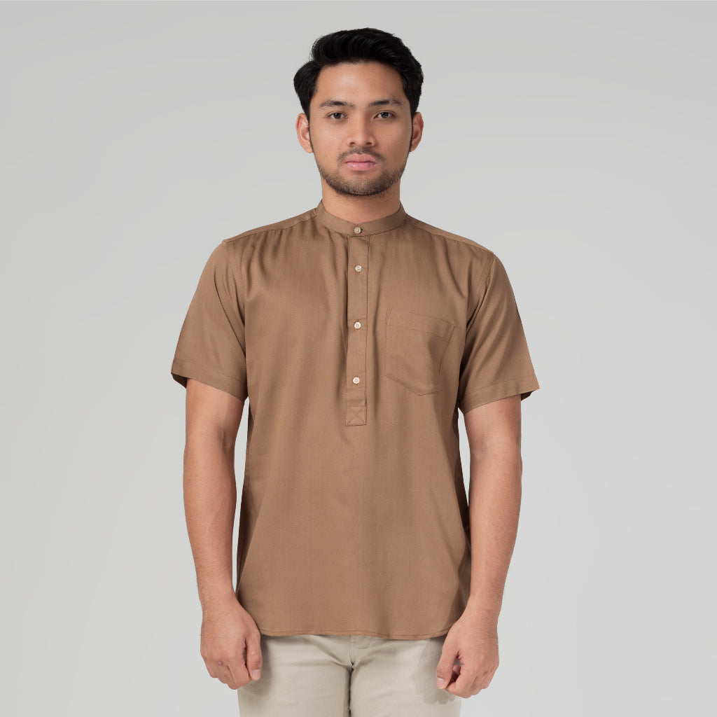 Benhill Kemeja Koko Pria Viscose  twill Polos lengan pendek 5 warna 50328