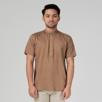 Benhill Kemeja Koko Pria Viscose  twill Polos lengan pendek 5 warna 50328