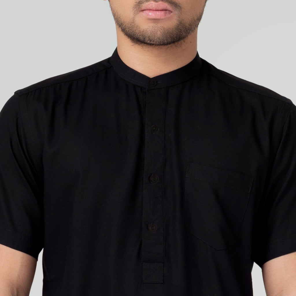 Benhill Kemeja Koko Pria Viscose  twill Polos lengan pendek 5 warna 50328