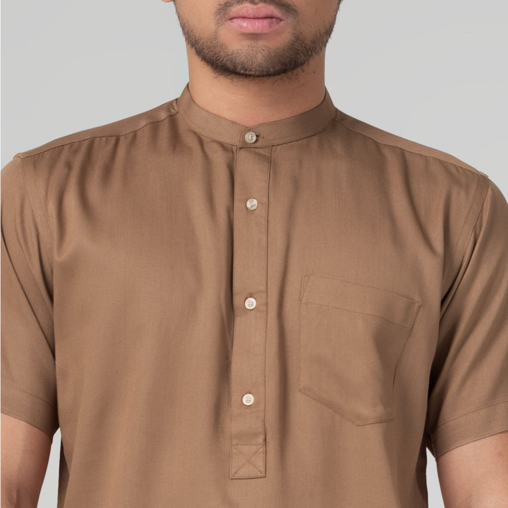 Benhill Kemeja Koko Pria Viscose  twill Polos lengan pendek 5 warna 50328