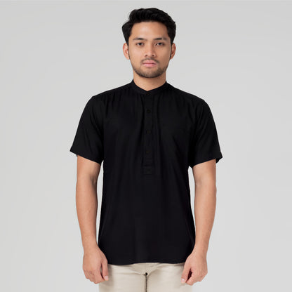 Benhill Kemeja Koko Pria Viscose  twill Polos lengan pendek 5 warna 50328