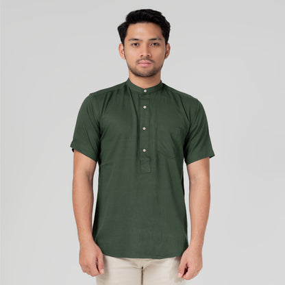 Benhill Kemeja Koko Pria Viscose  twill Polos lengan pendek 5 warna 50328