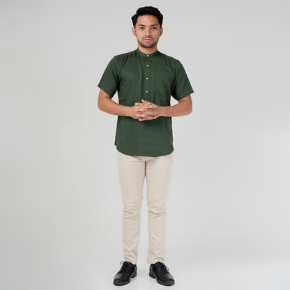 Benhill Kemeja Koko Pria Viscose  twill Polos lengan pendek 5 warna 50328