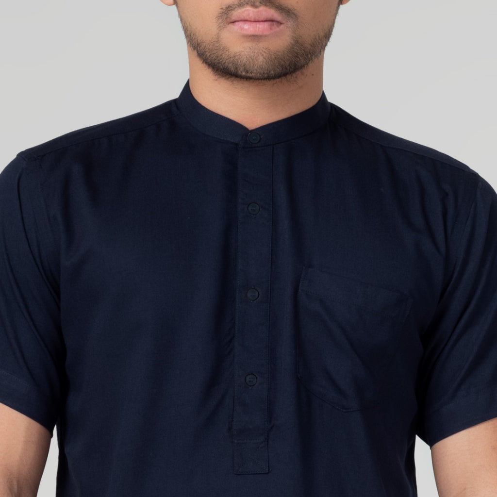 Benhill Kemeja Koko Pria Viscose  twill Polos lengan pendek 5 warna 50328