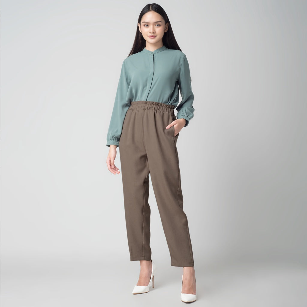 Benhill "Choe" Celana Bahan Wanita High Waist Brown 994-29574