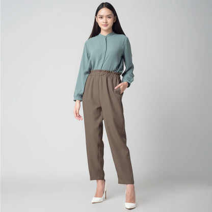 Benhill "Choe" Celana Bahan Wanita High Waist Brown 994-29574