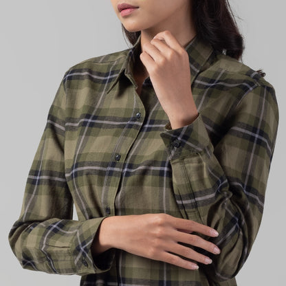 Benhill Kemeja Tunik Flannel Wanita Kotak Hijau 1164-11735