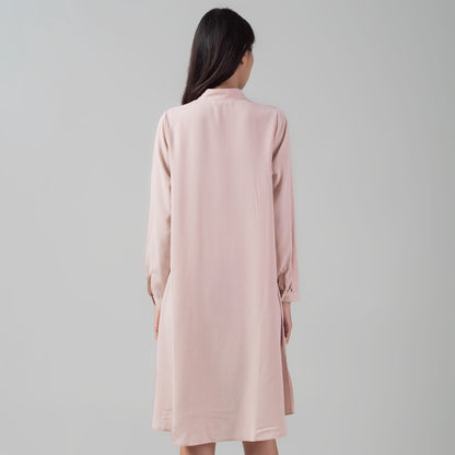 Benhill Kemeja "Hee soo" Tunik Dress Wanita Krah Shanghai Lengan Panjang Pink 274A-39487