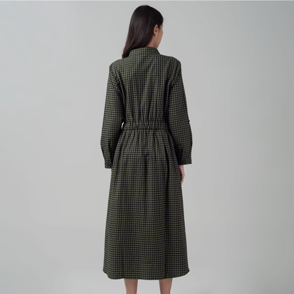 Benhill Gamis Wanita Flannel Lengan Panjang Kotak Hijau 1158-11H30