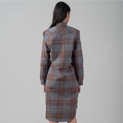 Benhill Kemeja Tunik Flannel Wanita Kotak Coklat 1161-11535