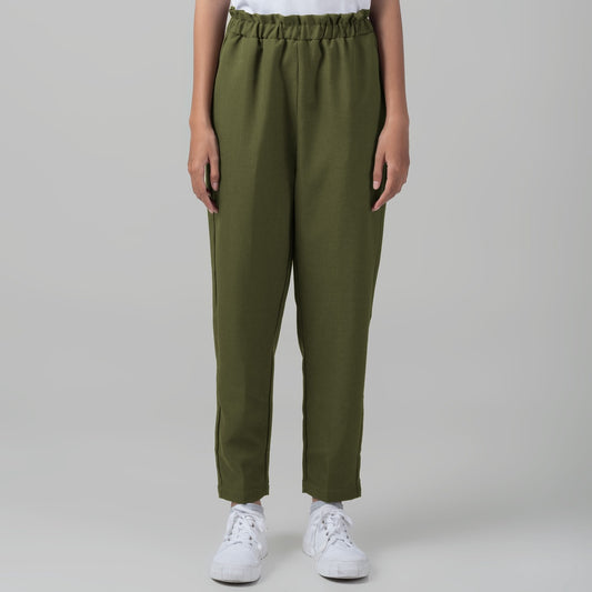 Benhill "Choe" Celana Bahan Wanita High Waist Hijau Army 983-29774