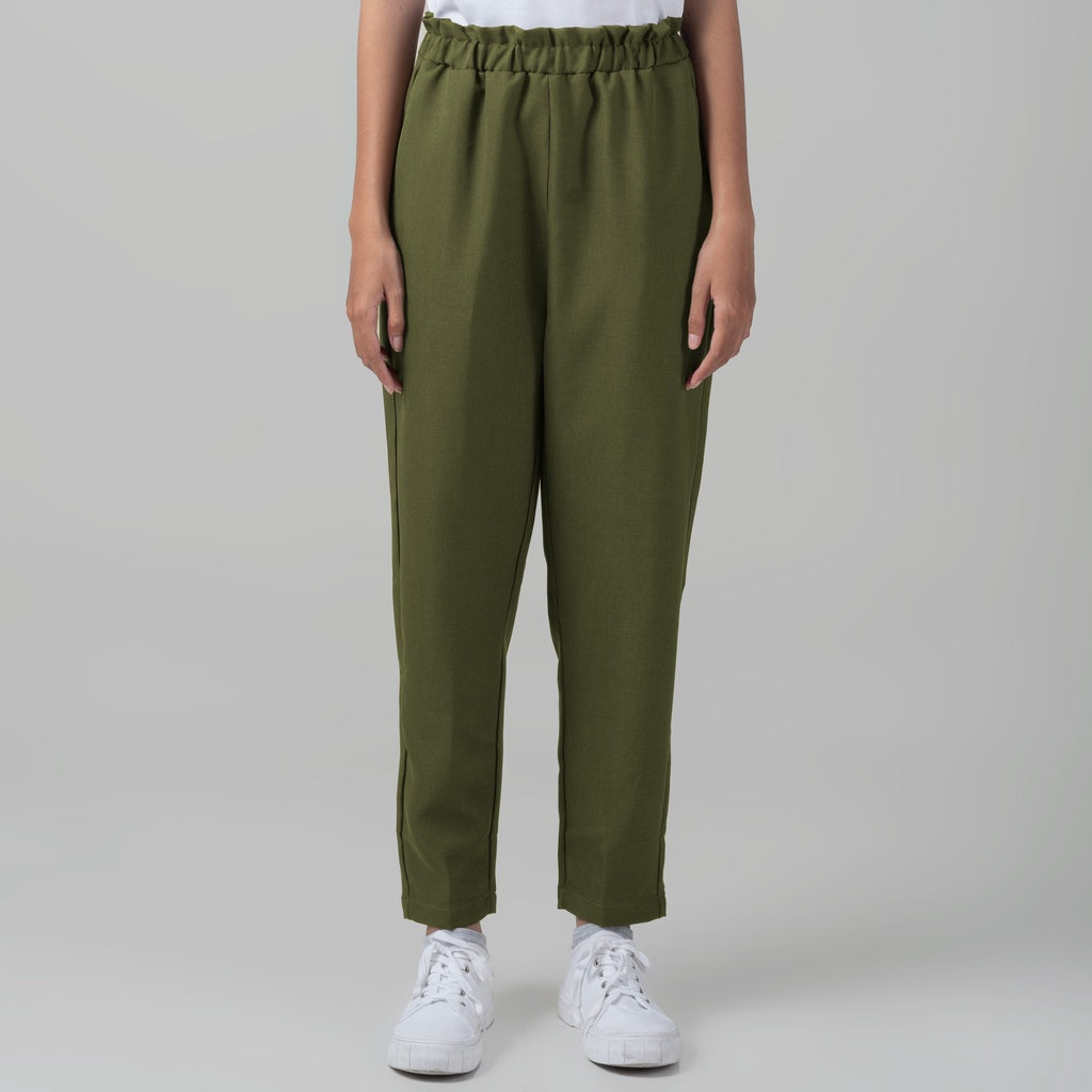 Benhill "Choe" Celana Bahan Wanita High Waist Hijau Army 983-29774