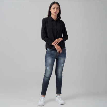 Benhill Kemeja Wanita " Mina" Tops Lengan Panjang Black 995-2920O