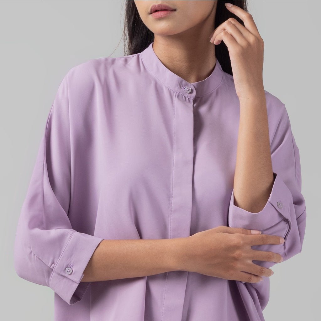 Benhill Kemeja Wanita " Sena" Tops Krah Shanghai Lengan Panjang Purple A105-2980M