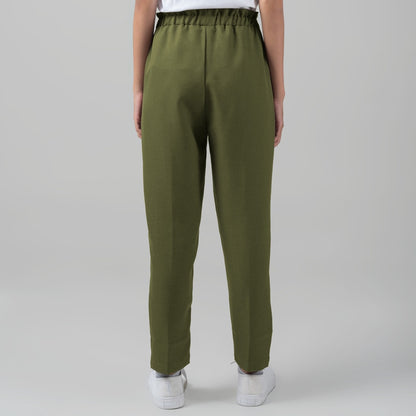 Benhill "Choe" Celana Bahan Wanita High Waist Hijau Army 983-29774