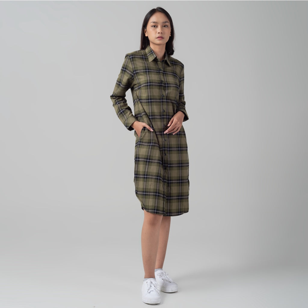 Benhill Kemeja Tunik Flannel Wanita Kotak Hijau 1164-11735