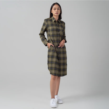 Benhill Kemeja Tunik Flannel Wanita Kotak Hijau 1164-11735