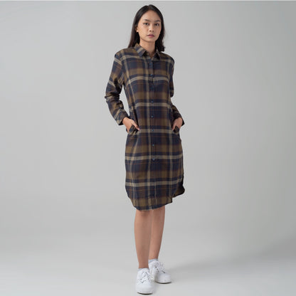 Benhill Kemeja Tunik Flannel Wanita Kotak Coklat 1162-11535
