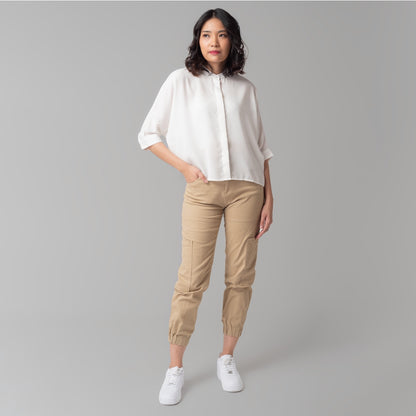 Benhill Kemeja Wanita " Sena" Tops Krah Shanghai Lengan 3/4 White  A101-2910M