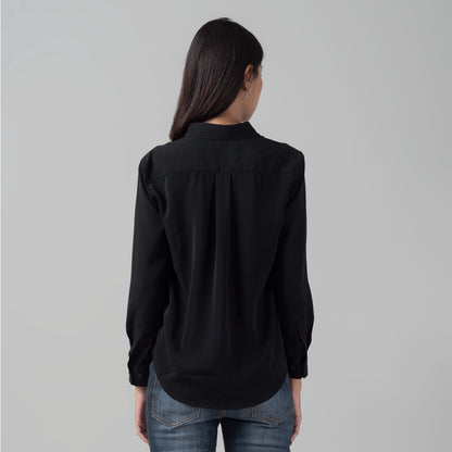 Benhill Kemeja Wanita " Mina" Tops Lengan Panjang Black 995-2920O
