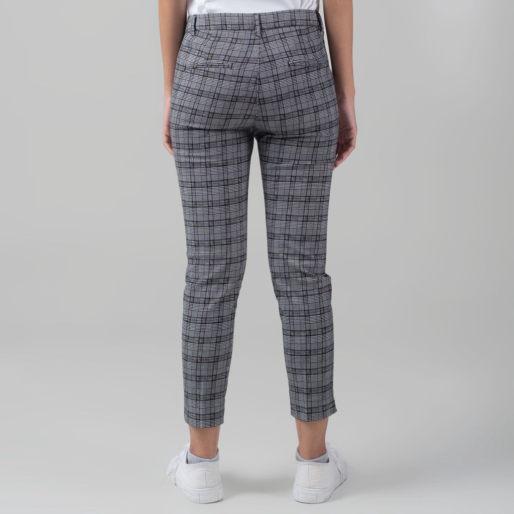 Benhill Celana Tartan Wanita "Narae"  Plaid Pants Kotak Grey 262-32282